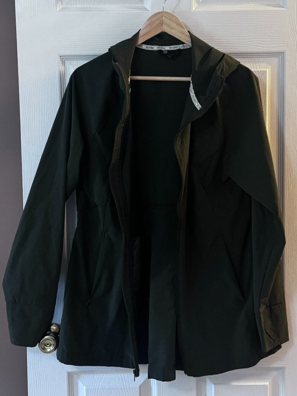 All in Motion Women's Olive Green Hooded Lightweight Zip Jacket XL Athletic Hiki